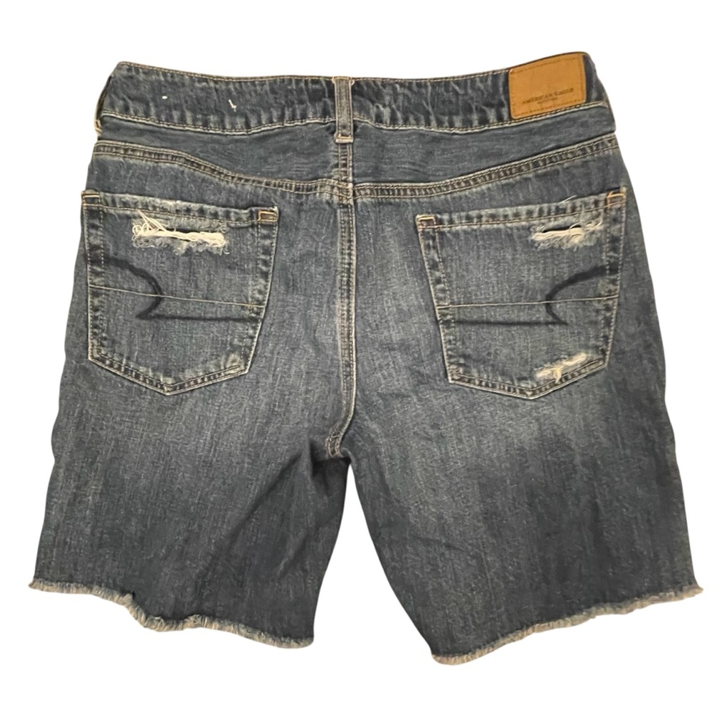 American Eagle Outfitters Ripped Dark Blue Jean Shorts - Picture 4 of 9
